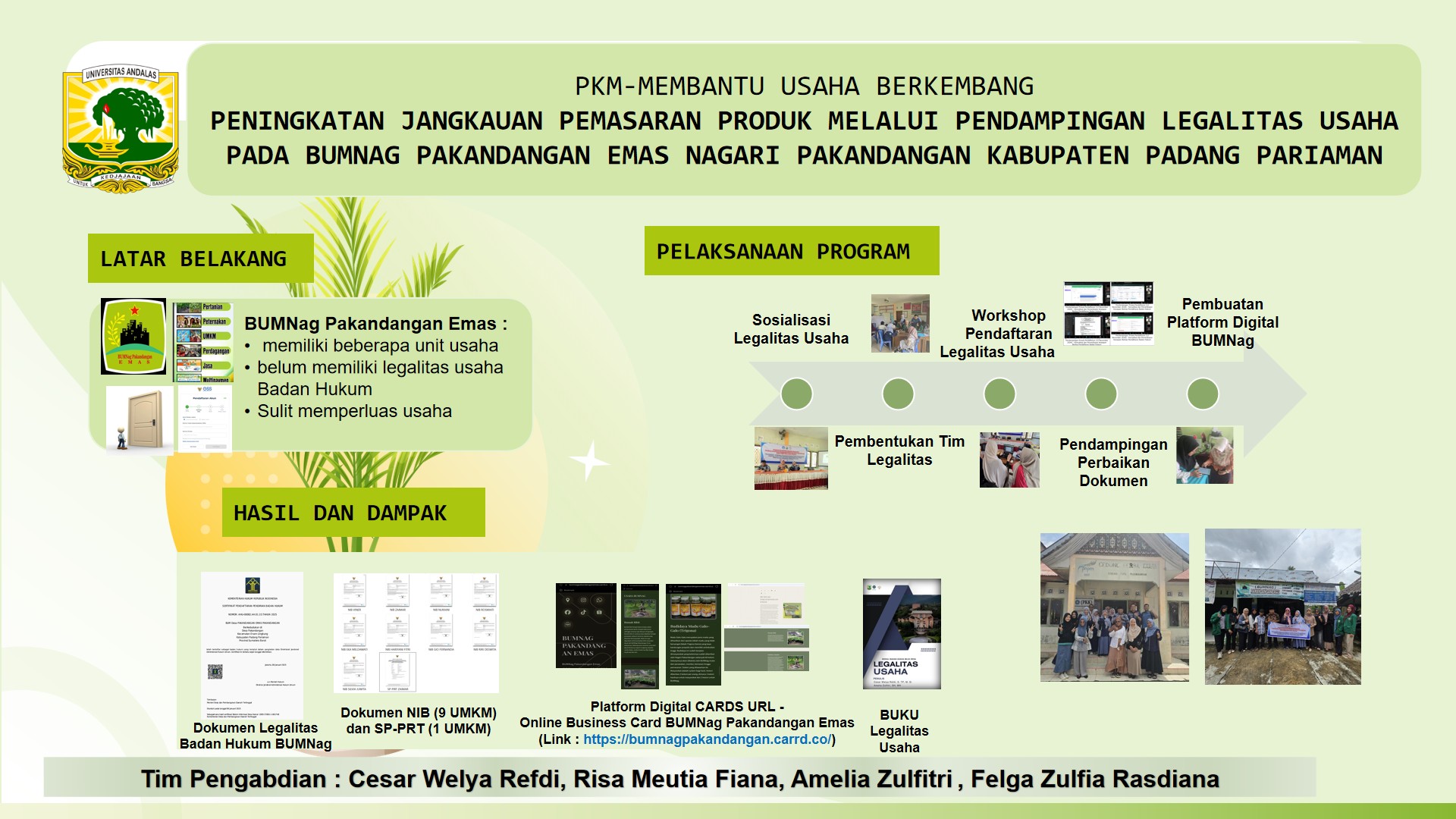 Peningkatan Jangkauan Pemasaran Produk Melalui Pendampingan Legalitas Usaha pada BUMNag Pakandangan Emas Nagari Parit Malintang Kabupaten Padang Pariaman